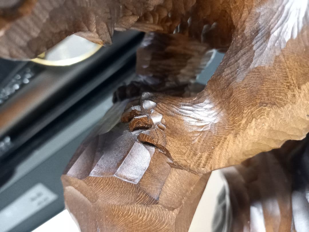 希少　アイヌ　熊　一刀彫　木彫り　堀井作　銘有り　中型　サイズ