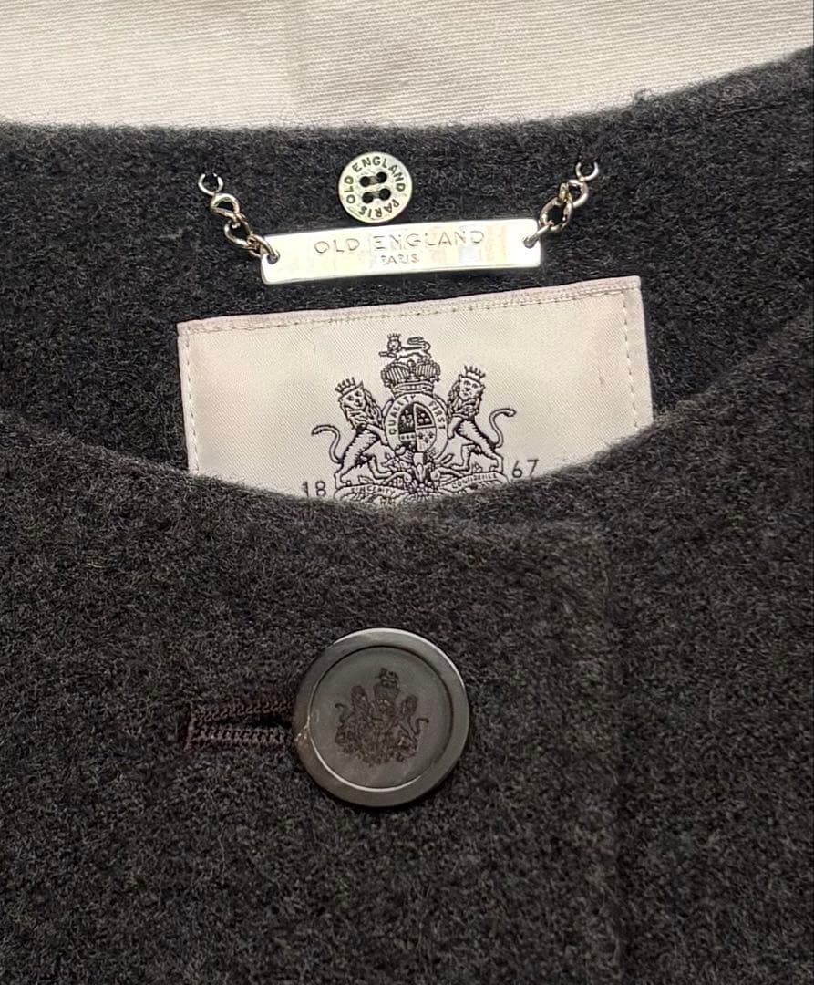 極美品 OLD ENGLAND スパニッシュウール コート 36 M グレー