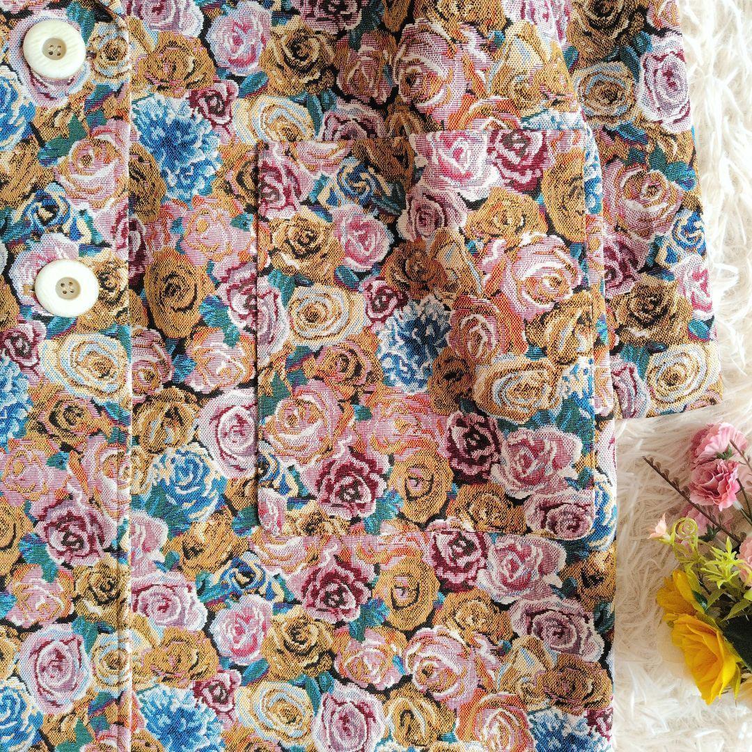 美品 マニャーナ スエルテꕤゴブランチェスターコート ロング 花柄 ローズ柄
