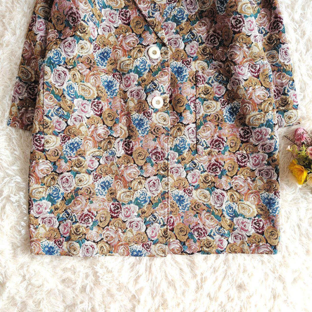 美品 マニャーナ スエルテꕤゴブランチェスターコート ロング 花柄 ローズ柄