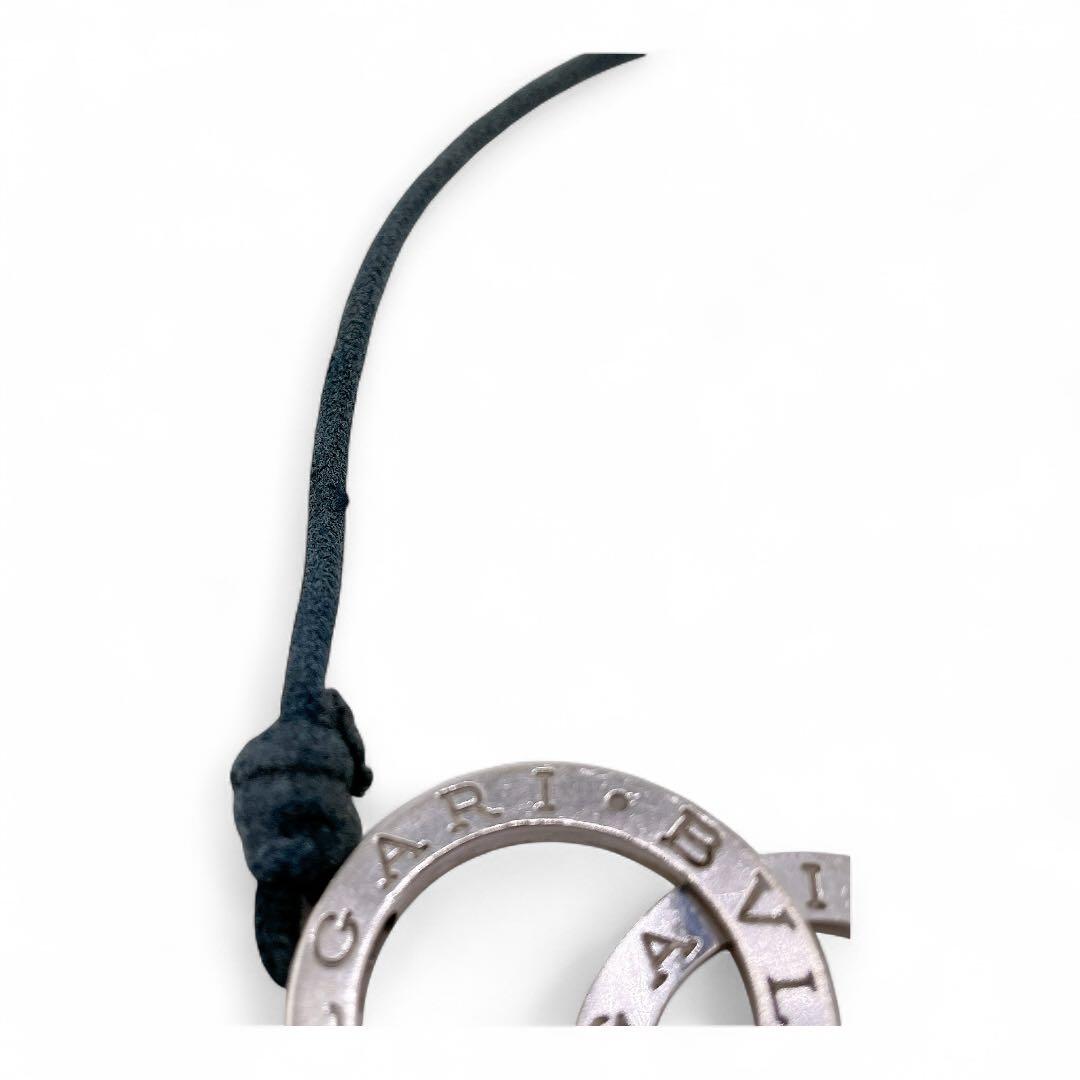 ブルガリBVLGARI ダブルサークル ブレスレット シルバー ブラックコード