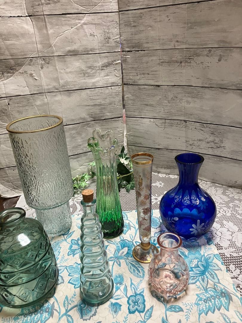 ガラス花瓶セット 7点おまとめ　ヨーロッパ製あり　切子花瓶　コベントガーデン