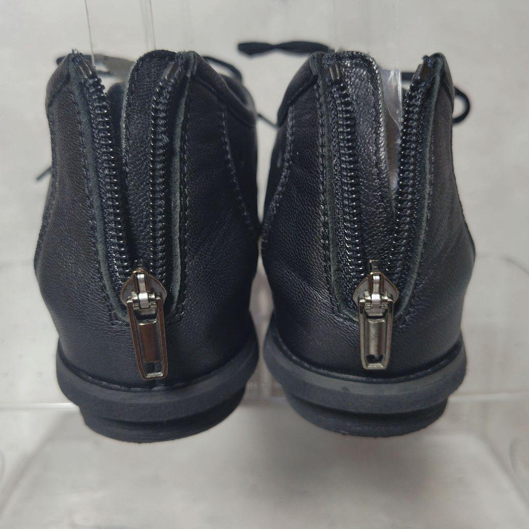 人気デザイン 未使用級 慈雨【23.5】本革 メッシュ バックジップ スニーカー