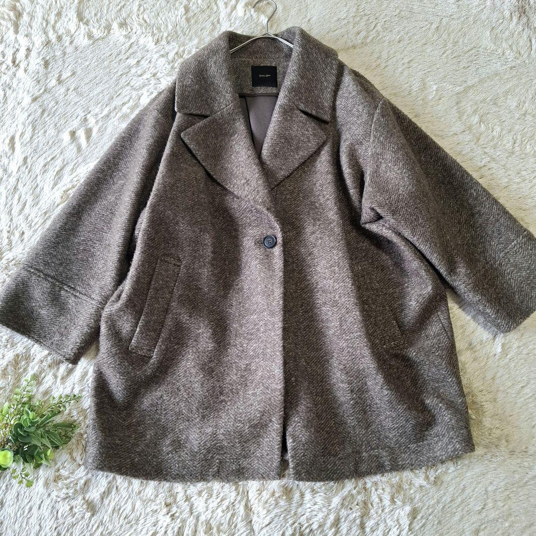 Spick and Span Wスライバーヘリンボーンミドルコート 38