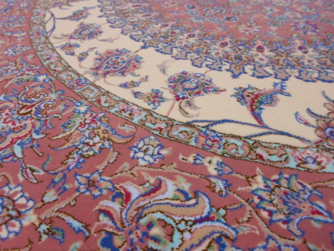 170万ノット、超高密度！輝く、本場イラン産 絨毯！円形150cm‐200751