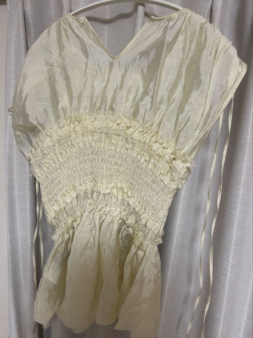 メゾンスペシャル ブラウス シャーリングフリルトップ