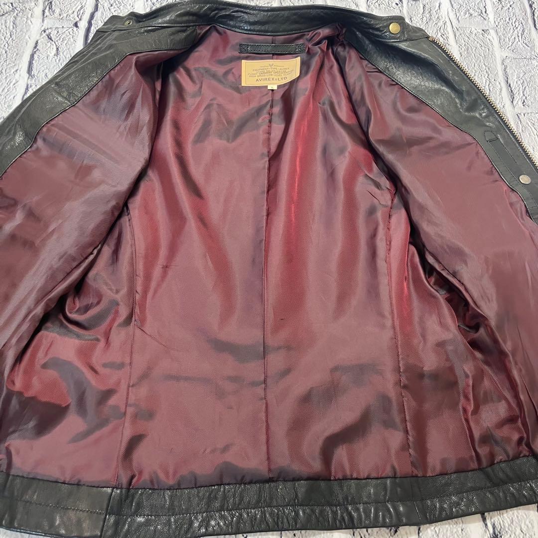 美品 AVIREX ライダース パッチカスタム ゴートレザージャケット 革ジャン