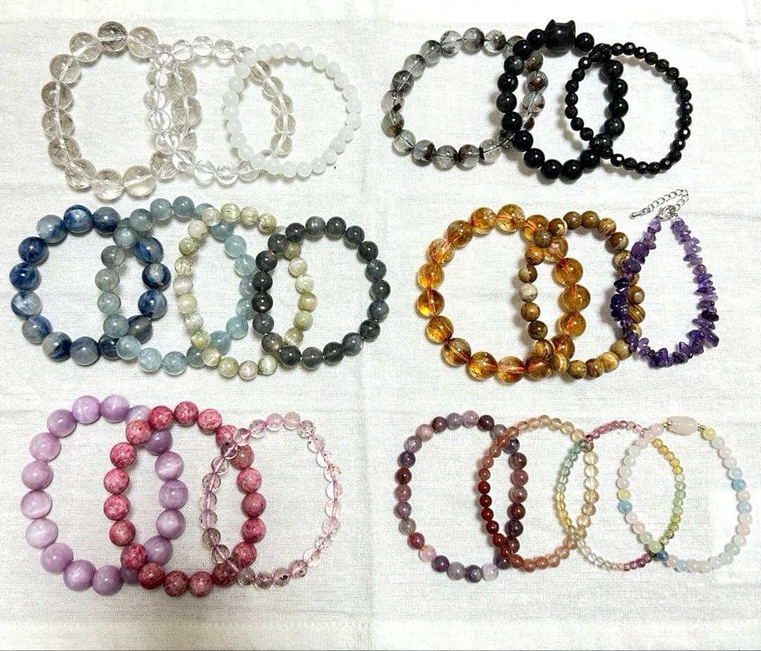 天然石ブレスレット20本セット新品未使用まとめ売りシルバールチルトルマリンアクア