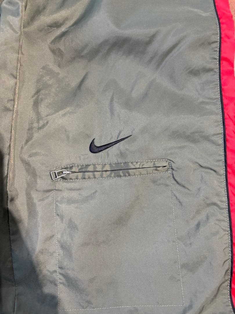 90s NIKE ナイロンパンツ　ワイドストレート　サイドジップ　ライナー付き