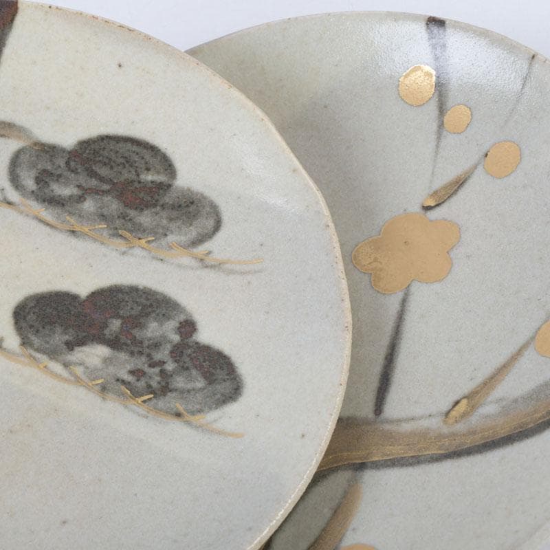 和食器　茶懐石　幸兵衛窯　絵変和皿　銘々皿　五客　共箱　N　9419