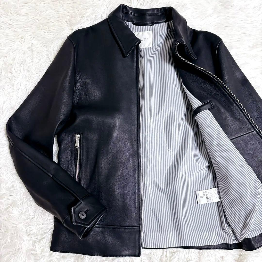 【極美品】EDIFICE レザージャケット ラムレザー 羊革 Mサイズ