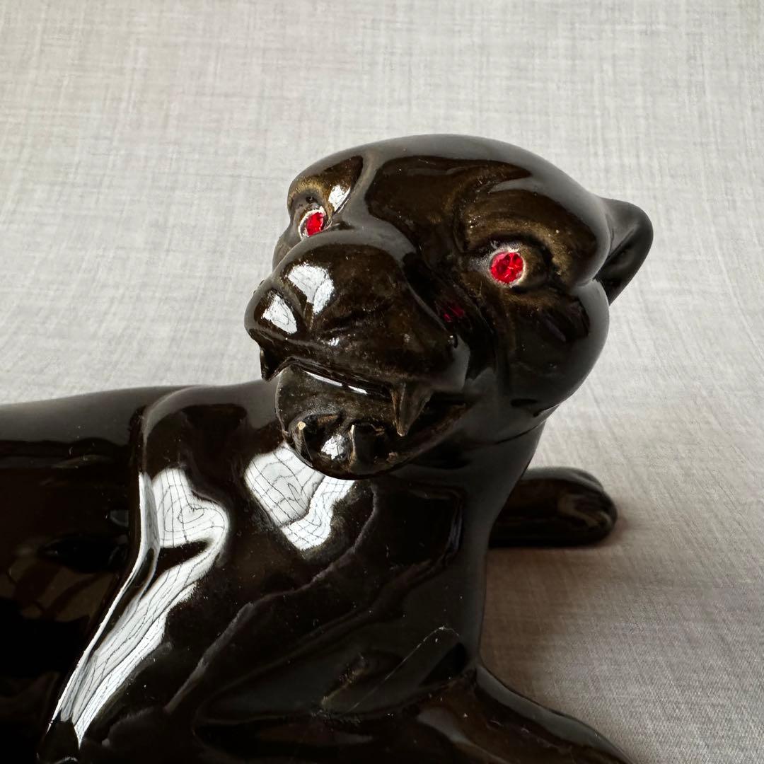 ヴィンテージ ブラックパンサー 黒豹 ペア オブジェ インテリア