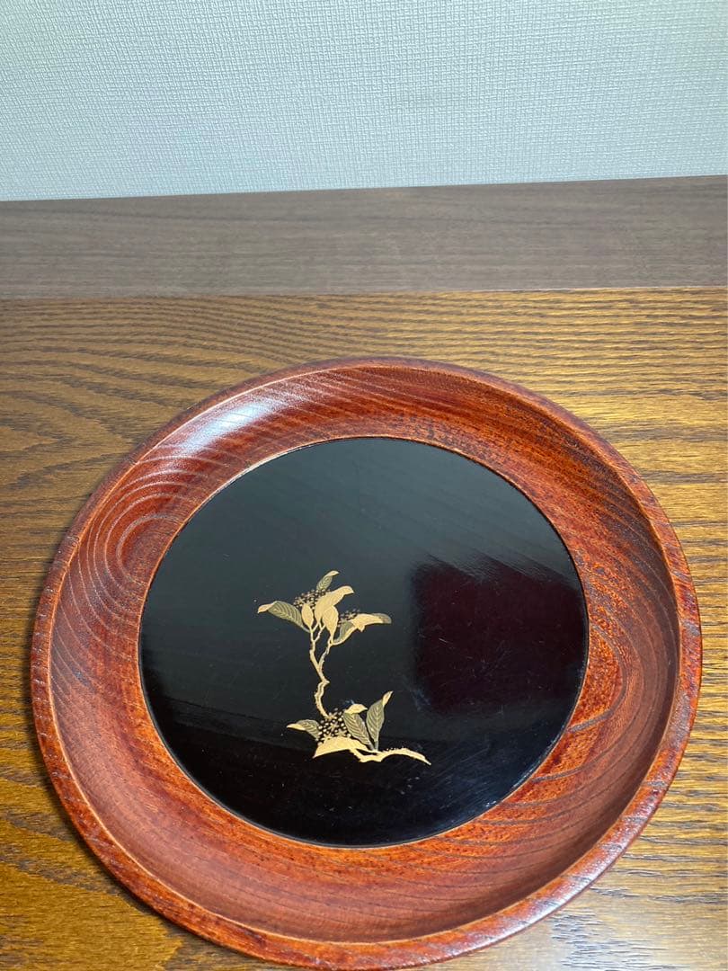 蒔絵丸盆、5枚組