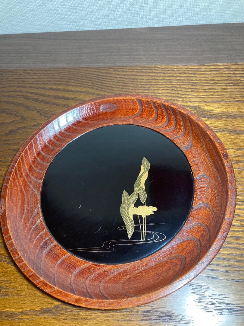 蒔絵丸盆、5枚組