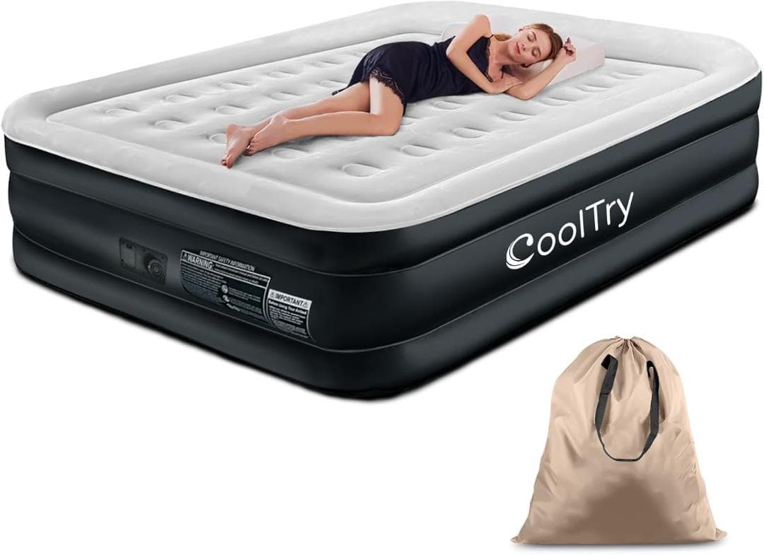 【開封済み・未使用】CoolTry エアーベッド　ダブル　電動ポンプ内蔵　防災