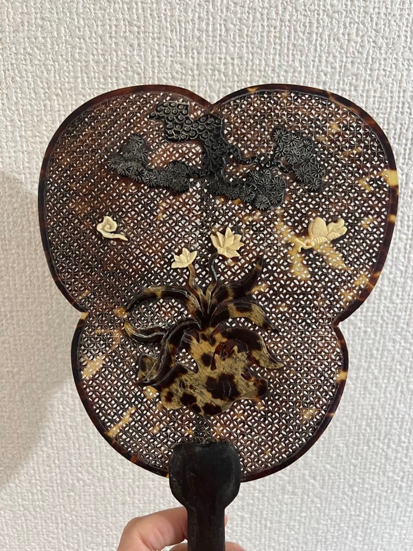超レア 最高級 鼈甲 ベッコウ べっ甲 扇子 センス 団扇 ウチワ