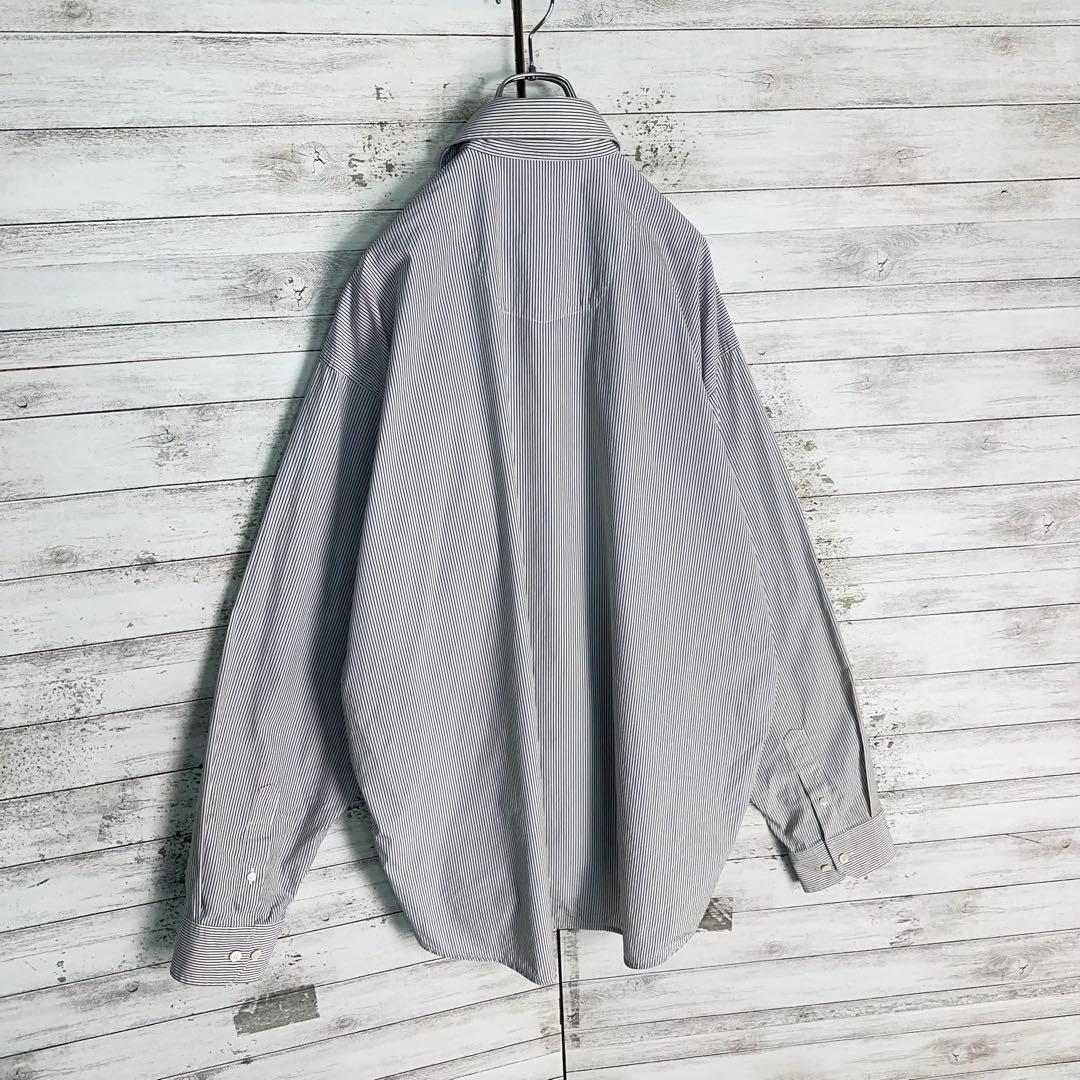 12010【美品・人気モデル】バレンシアガ　刺繍 タトゥーロゴ ストライプシャツ