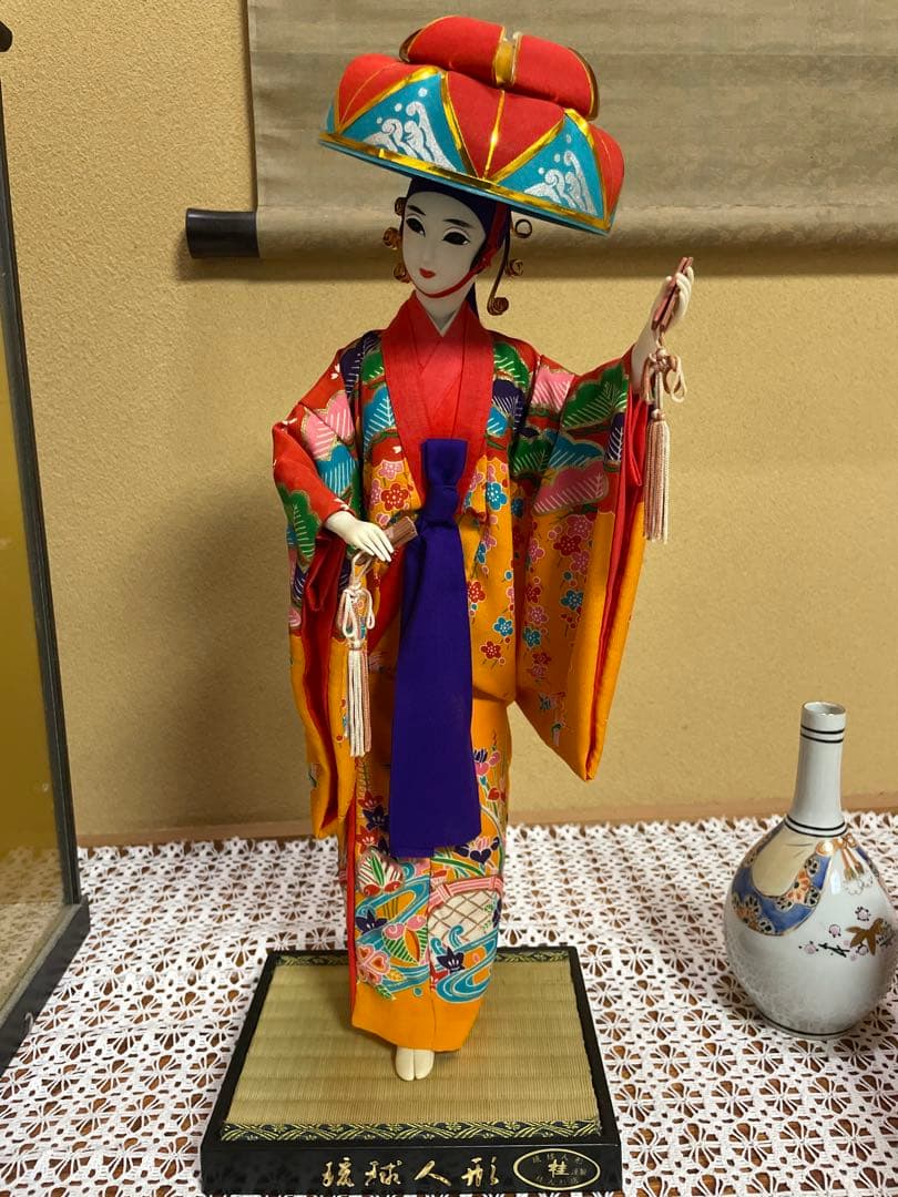 琉球舞踊 人形 ガラスケース付き 日本人形 伝統衣装