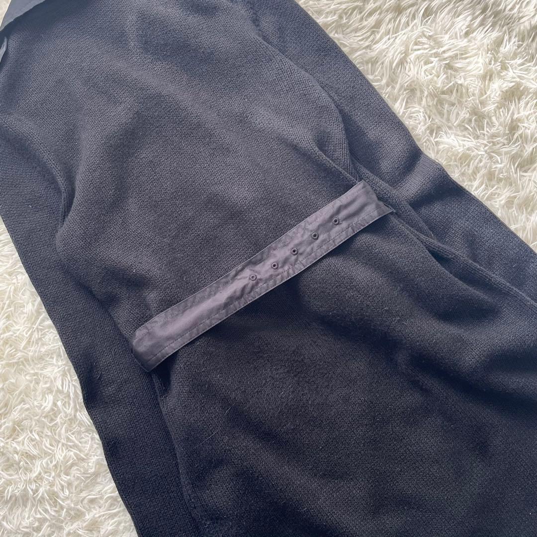 【美品】マックスマーラ ロングニットコート カシミヤ混 ベルト付き 異素材 M