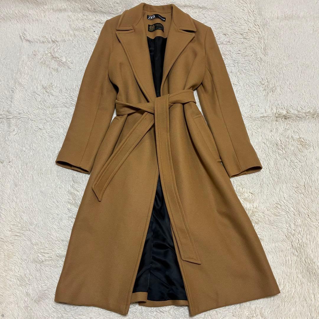 ZARA 美品 マンテコ ベルト キャメル ベージュ ロングコート