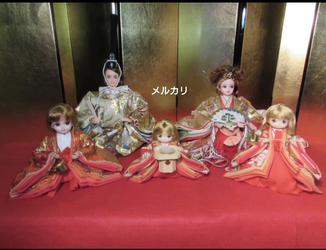 リカちゃんファミリー★親王 三人官女☆五人飾り☆雛人形 お雛様☆カスタム
