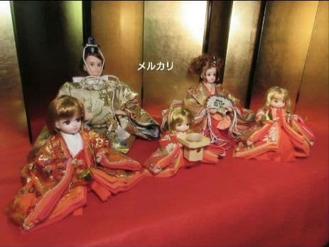 リカちゃんファミリー★親王 三人官女☆五人飾り☆雛人形 お雛様☆カスタム