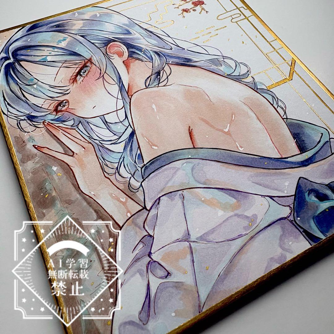 m*可様 一点物 オリジナル 色紙 手描きイラスト アナログ 女の子 創作 原画