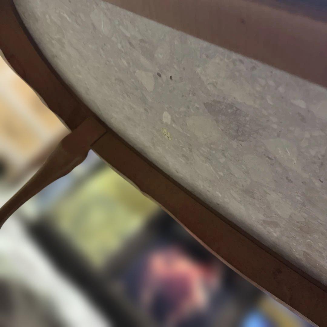 イタリア　アンティーク　楕円形ピンク大理石センターテーブル