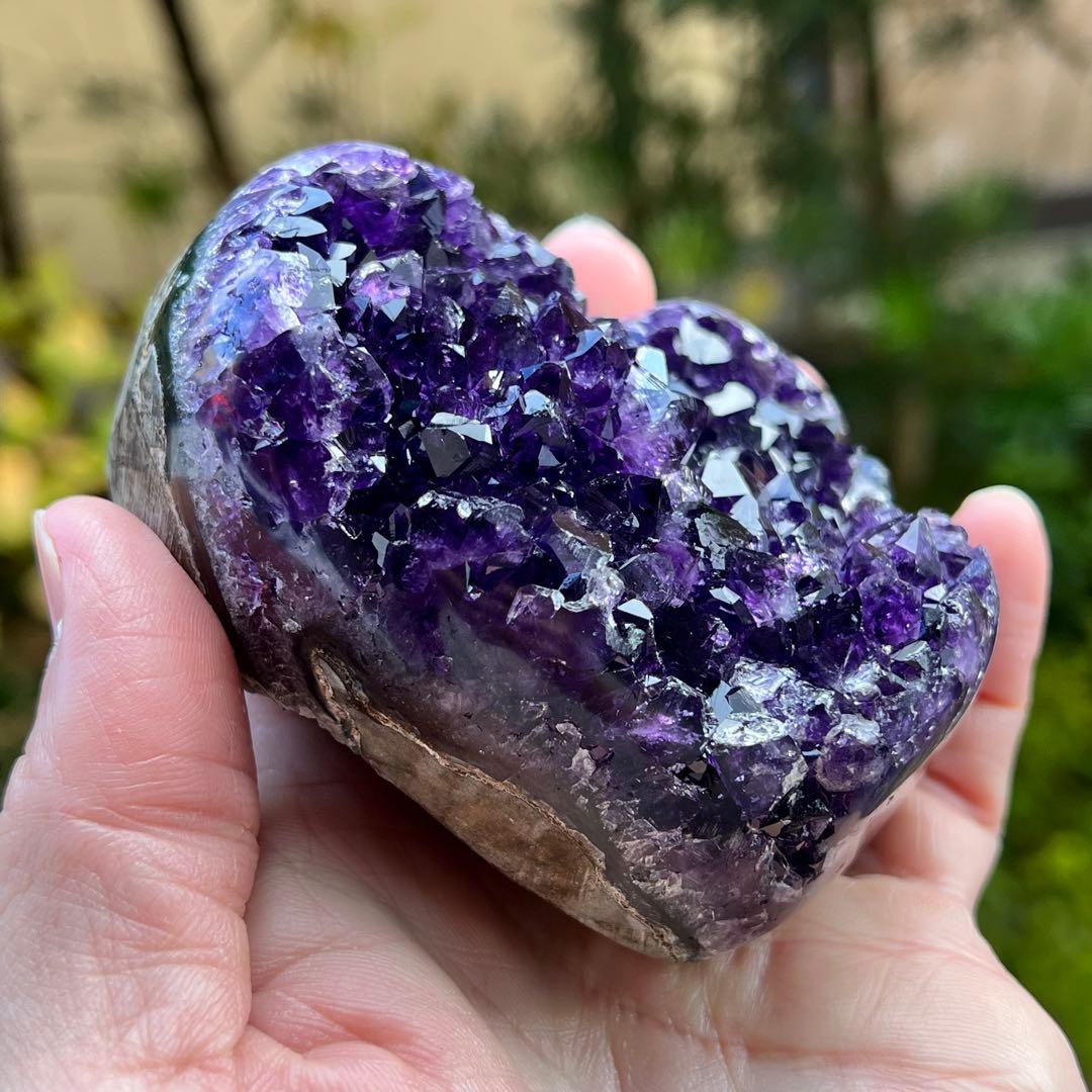 トップクオリティ　ウルグアイ産　アメジストクラスター　ハート型　アメジスト　10