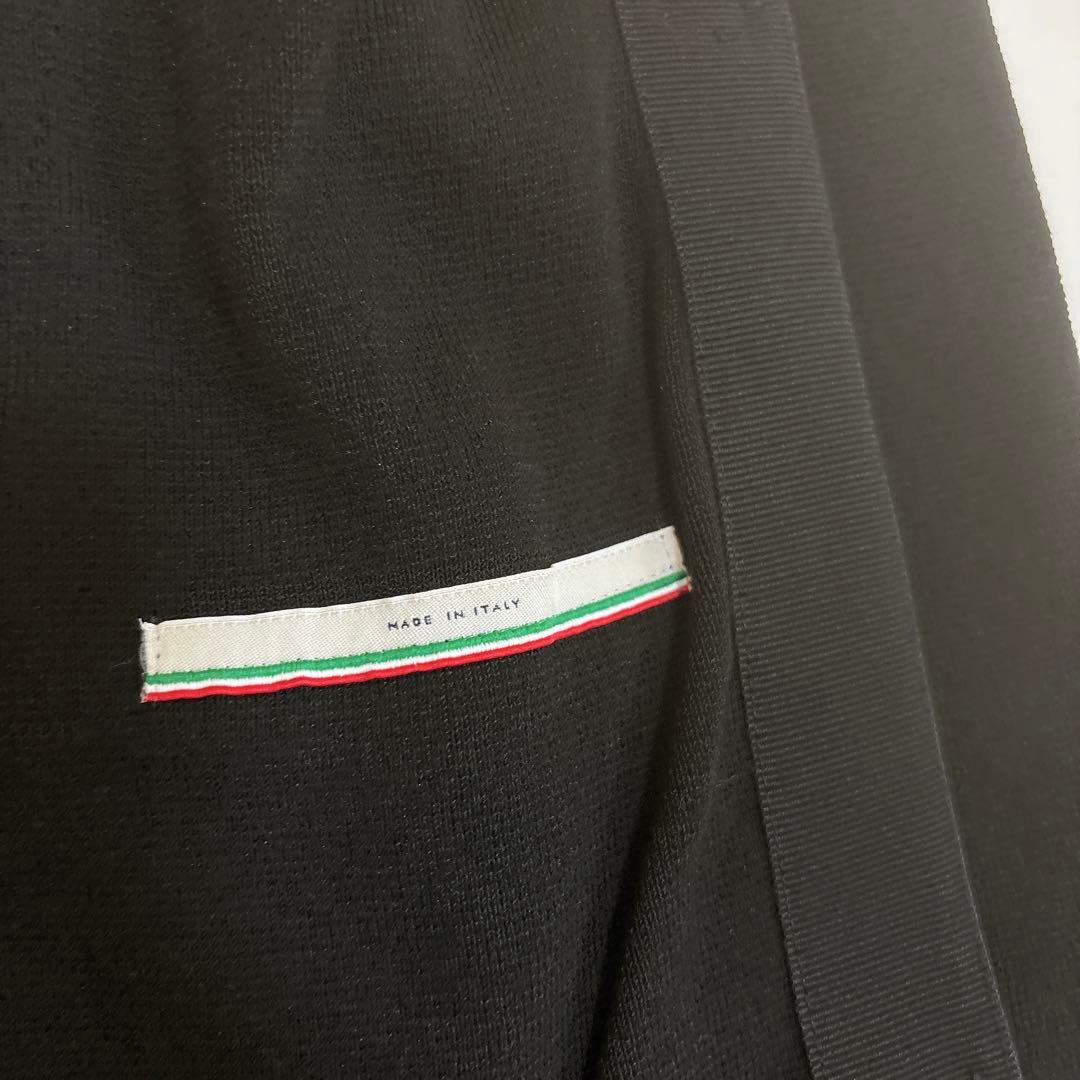 美品☆HERNO ヘルノ ノーカラーコート 異素材切替 ロゴプレート付き