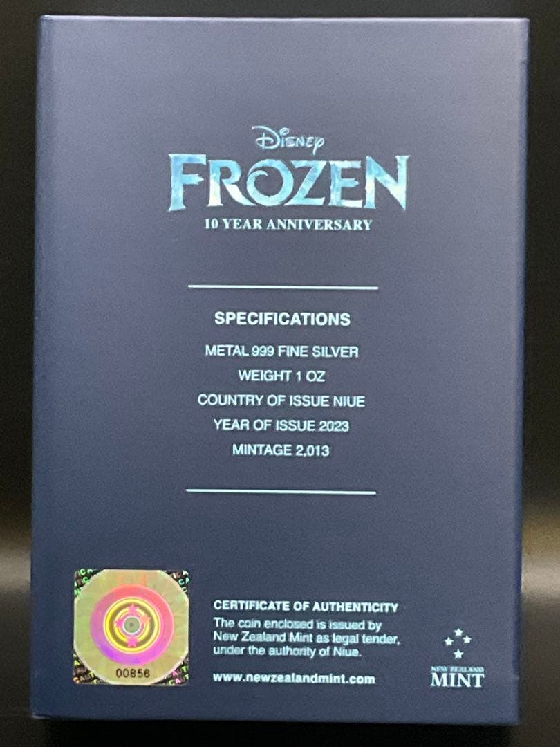 2023年ディズニー・フローズン10周年記念　エルサ　1オンス　プルーフ銀貨