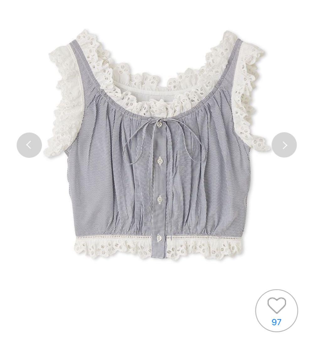 snidel クロップドコットンフリルブラウス