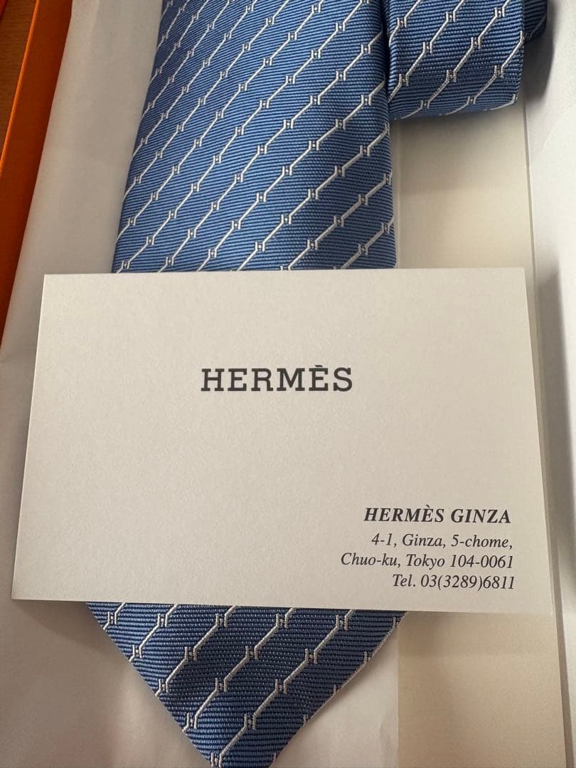 【未使用品】HERMES ネクタイ　ライトブルー　クリスマス　プレゼント　ご褒美