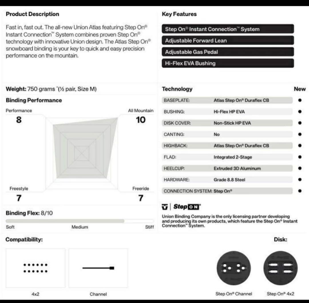 Atlas Step On ビンディング Mサイズ ホワイト 新品