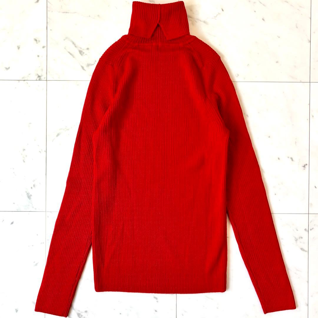 極美品　スローン　上質ウール100% リブタートルネックニット レッド