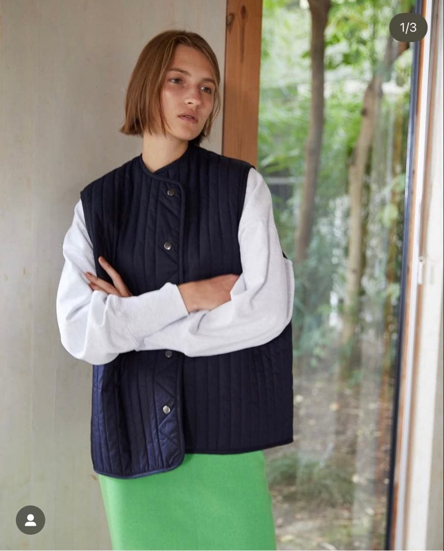 【カベサロッソ】ストライプキルティングベスト　ネイビー