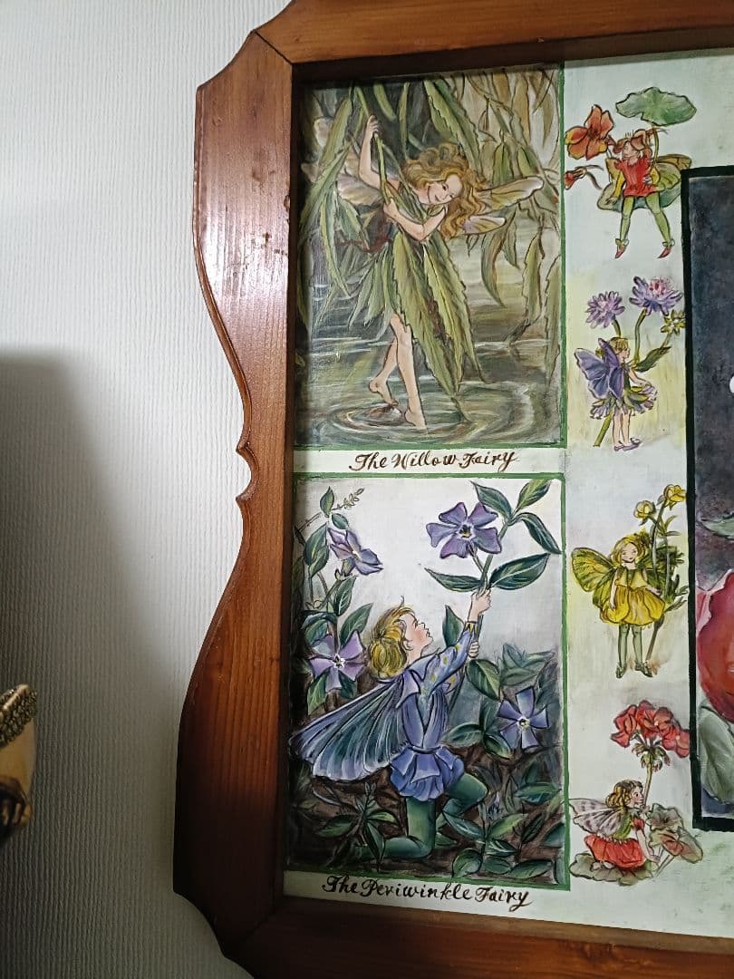 トールペインント作品 妖精と花のアートフレーム