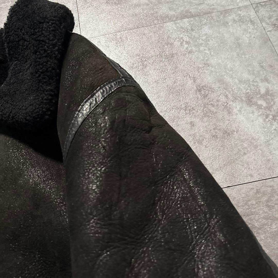 90s B-3 ムートン　フライトジャケット　ブラック　モチモチ本革　短丈　M