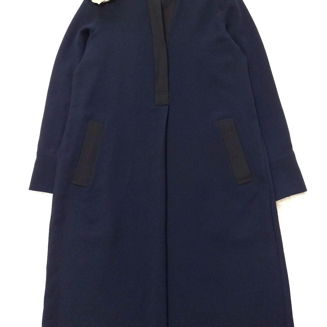 定価4.4万 ☆美品《BEIGE》24SS スキッパードレス ネイビー×ブラック