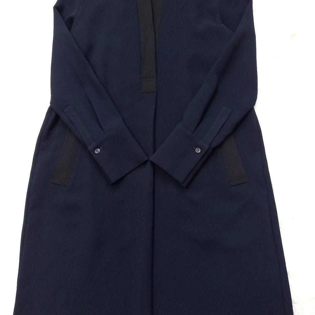 定価4.4万 ☆美品《BEIGE》24SS スキッパードレス ネイビー×ブラック