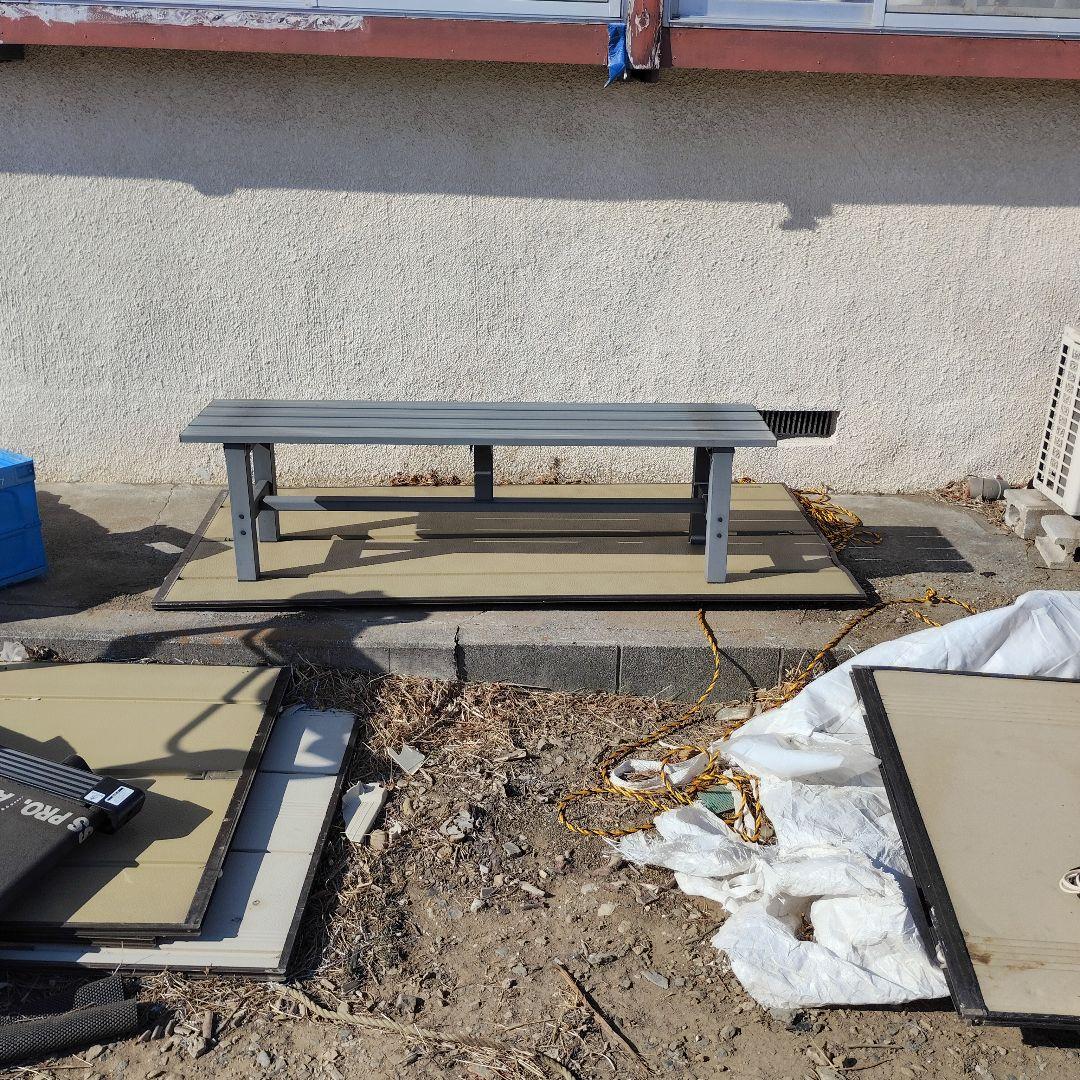 アルミ製 縁台 グレー 約180cm x 60cm　アルミ