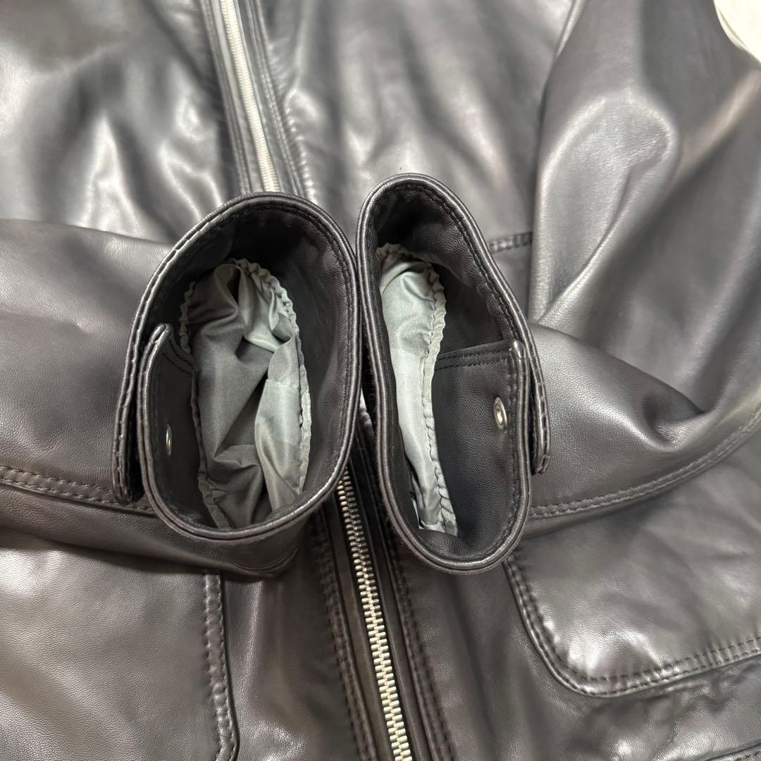 Delan シングル ライダース レザー ジャケット 襟付き Sサイズ 黒上質.