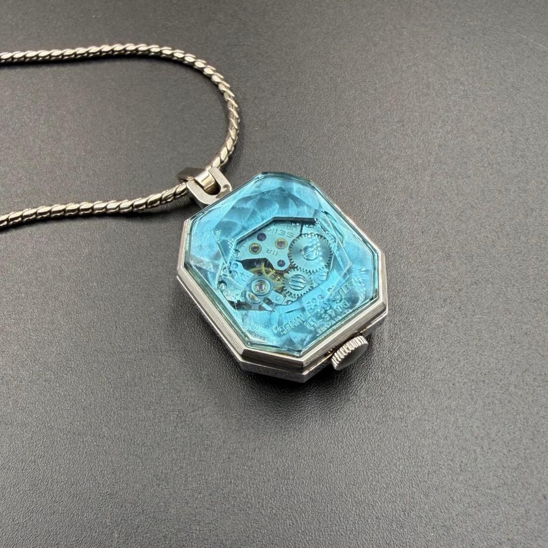 SEIKO 手巻き ペンダントウォッチ 11-3710 裏スケ 多面カットガラス