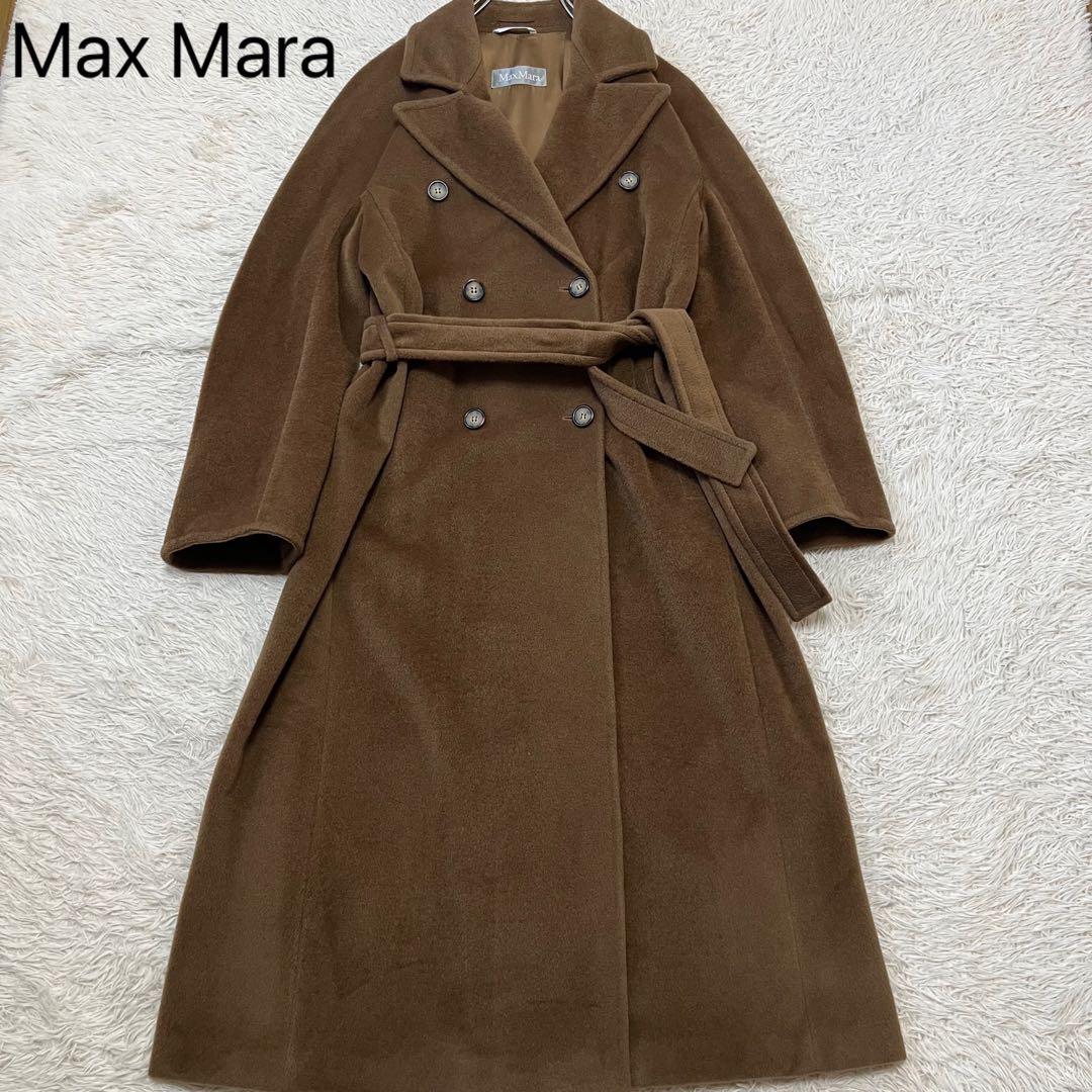 【最高級】マックスマーラ ベルテッドコート ベルト 女優襟 銀タグ キャメル42