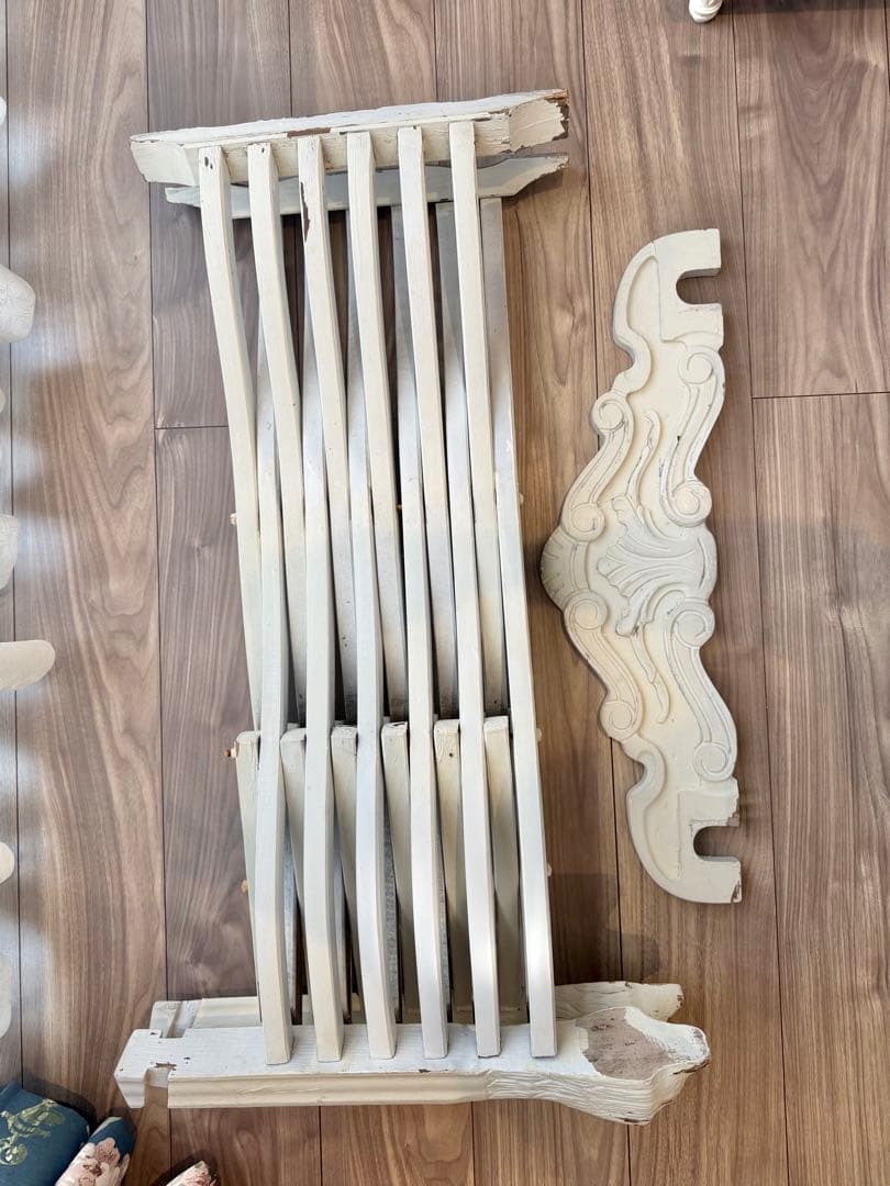 フランスアンティーク サボナローラチェア X脚 折りたたみ椅子 シャビーホワイト