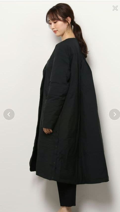 F/CE. NANGAエクスクルーシブ ノーカラーロングダウンコート ブラックM