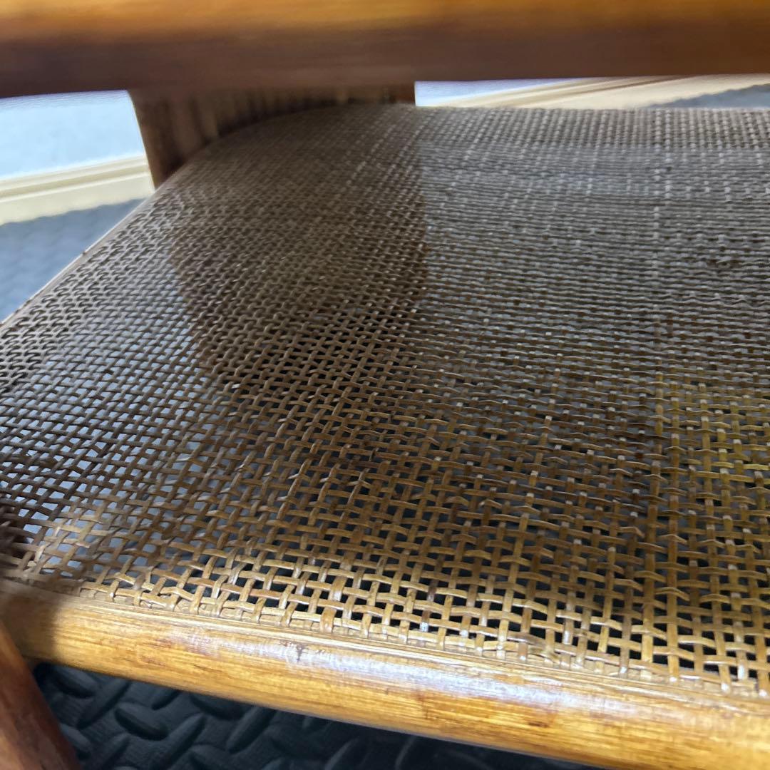 【良品】昭和レトロ ラタン ガラス天板 センターテーブル ローテーブル