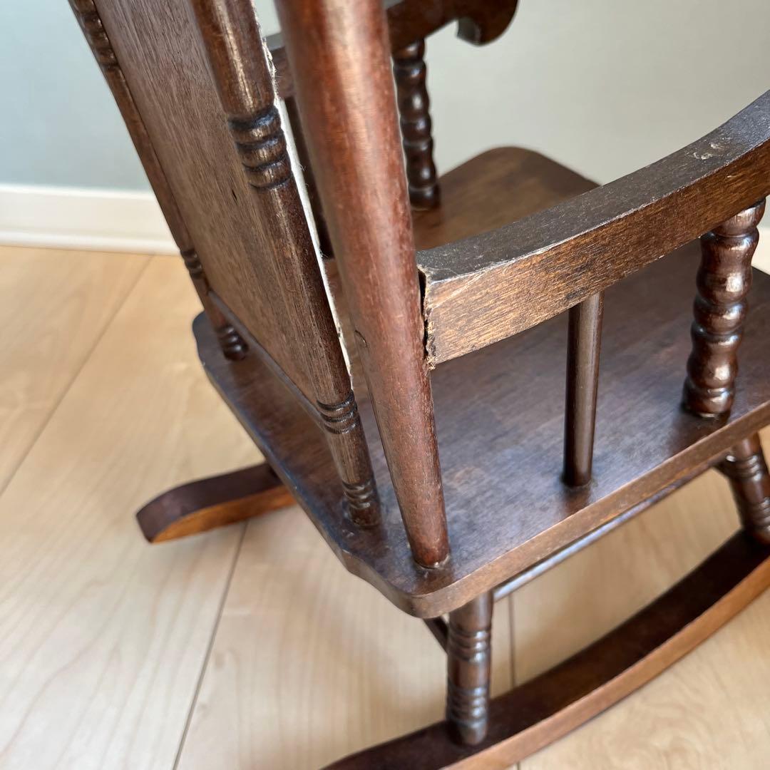 【木製ロッキングチェア】ドール　花柄　ブラウン