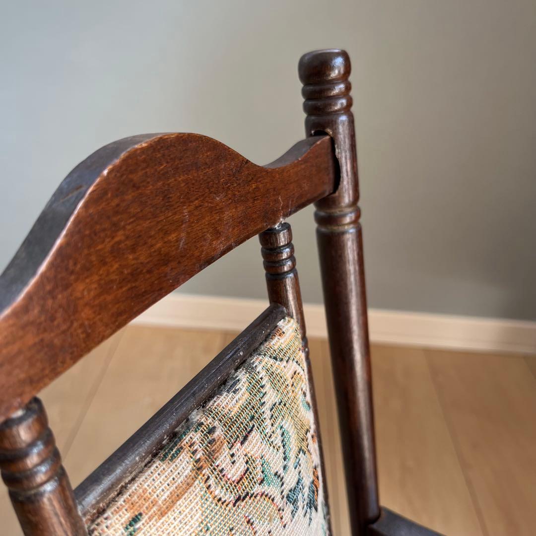 【木製ロッキングチェア】ドール　花柄　ブラウン