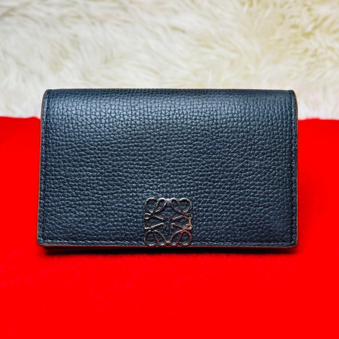 【美品】LOEWE ロエベ トライフォールド アナグラム ビジネスカードホルダー